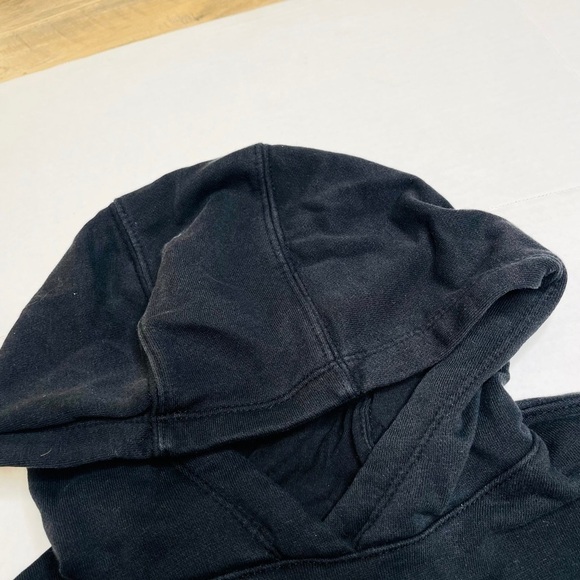 NIKE Air Girl’s Black Cropped Swoosh Logo Graphic Pullover Hoodie Size XS - Picture 5 of 8